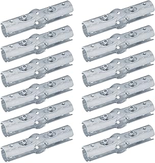 12 Sets 3/4 Inch 180 Degree Structural Pipe Connector Metal Joint Chain Link Fence Clamp, 3 Way Cross Metal Joint Steel Corner Fitting End Rails Clamps, Thickness 1.7mm