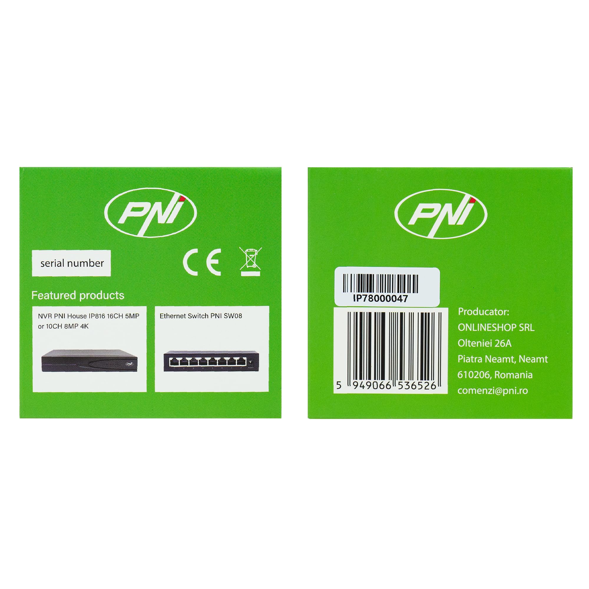 Telecamera di videosorveglianza PNI IP780, 8MP, 4K, IP, 6 LED IR, IP66, Bianco