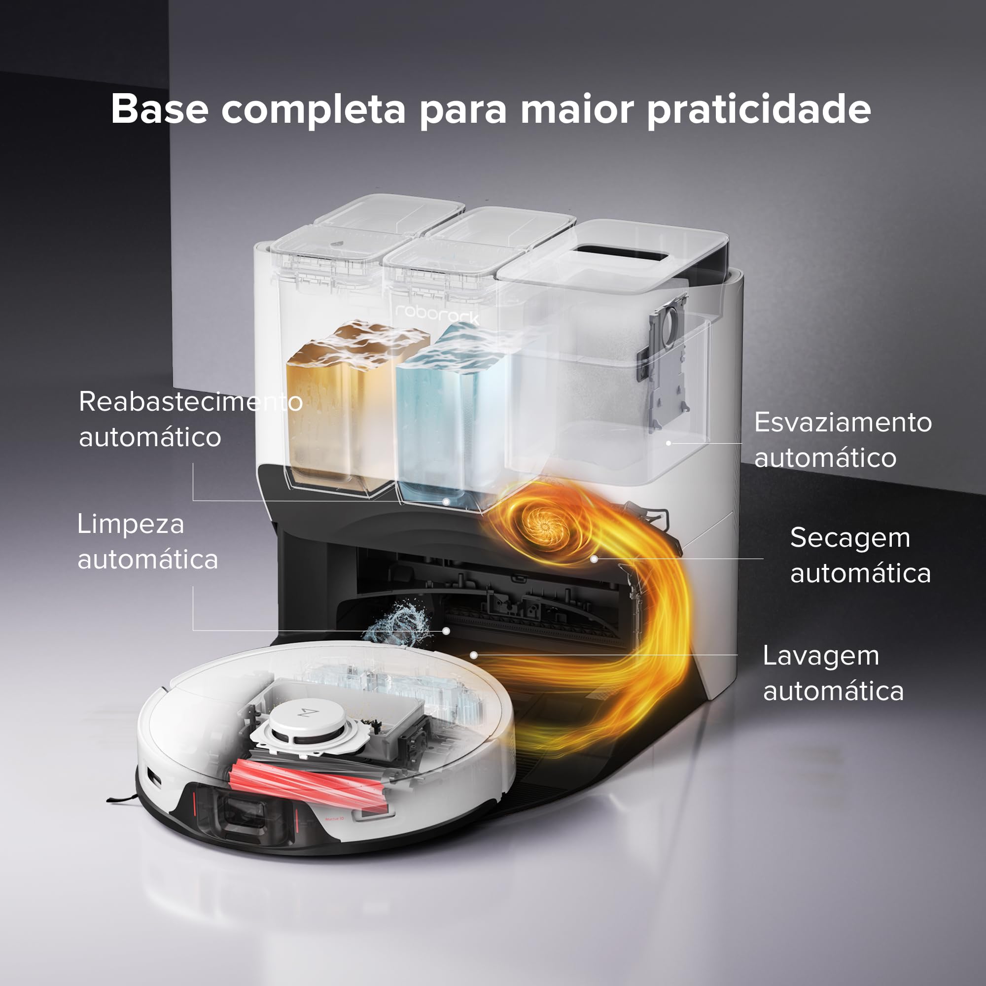 Robô aspirador de pó e passa pano Roborock S8 Pro Ultra, seca