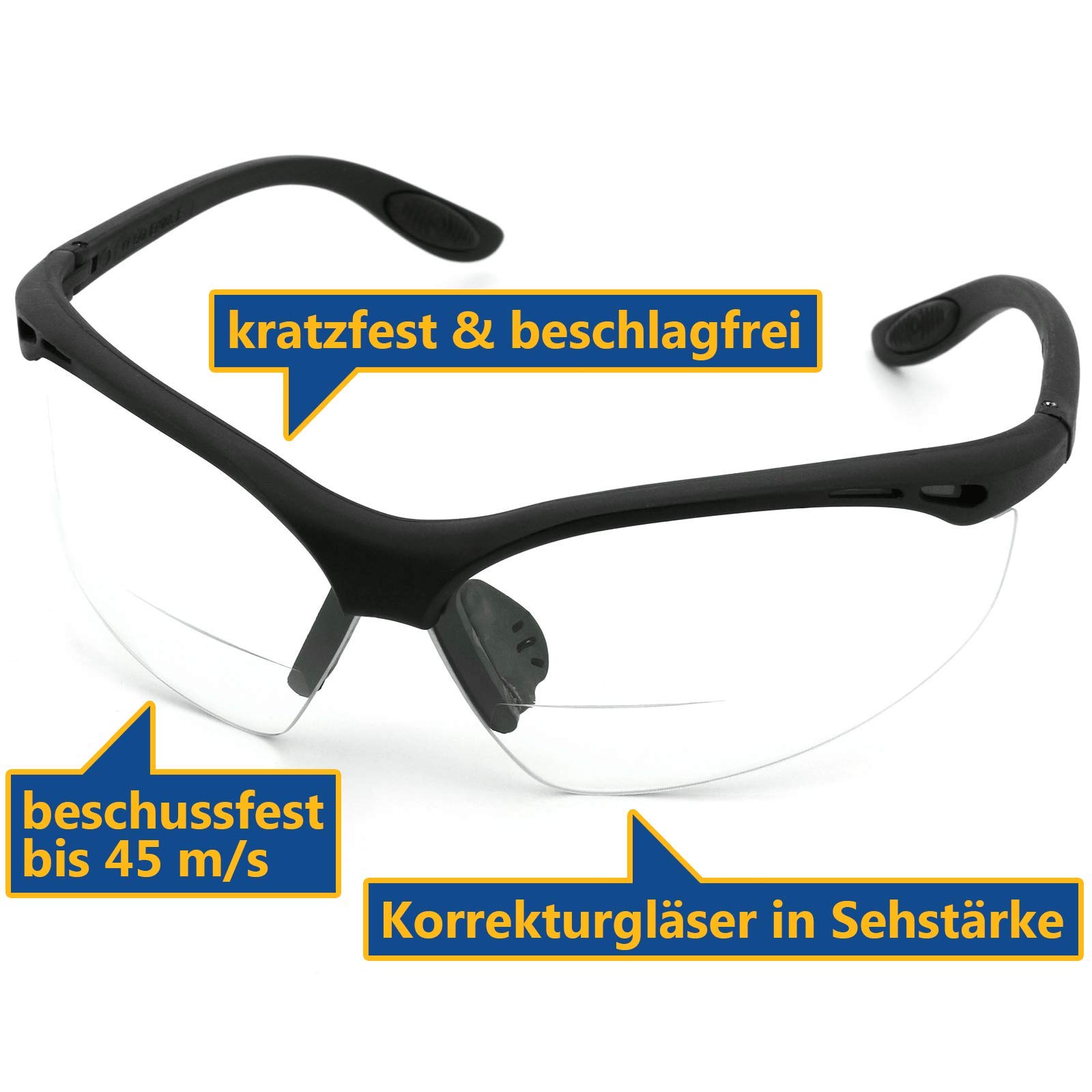 L+​D Upixx LETTURA Bifocal 26702SB-​3 - Gafas de protección, color negro, DIN EN 166