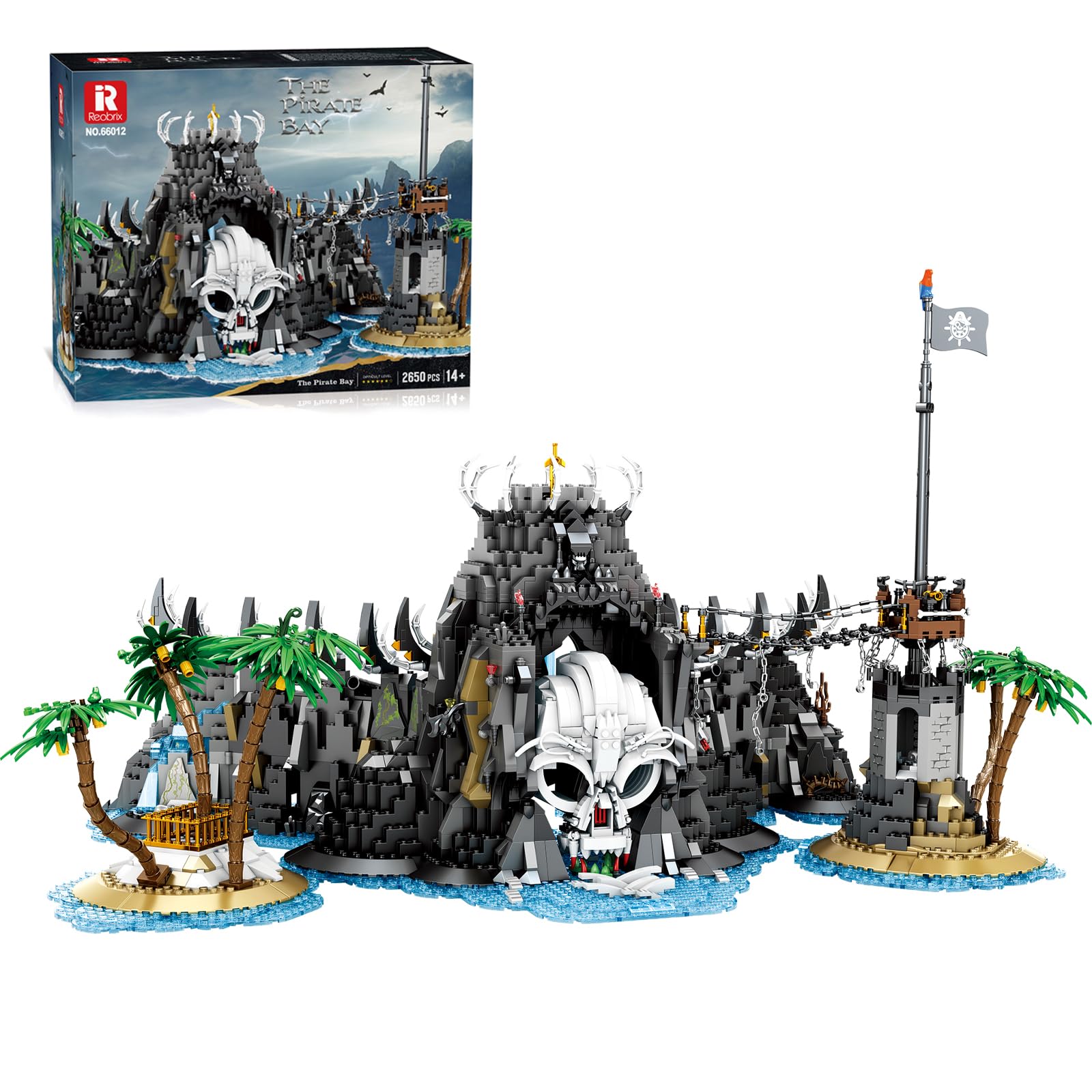 Reobrix 66012 Pirate Bay Skull Island Building Blocks, Large