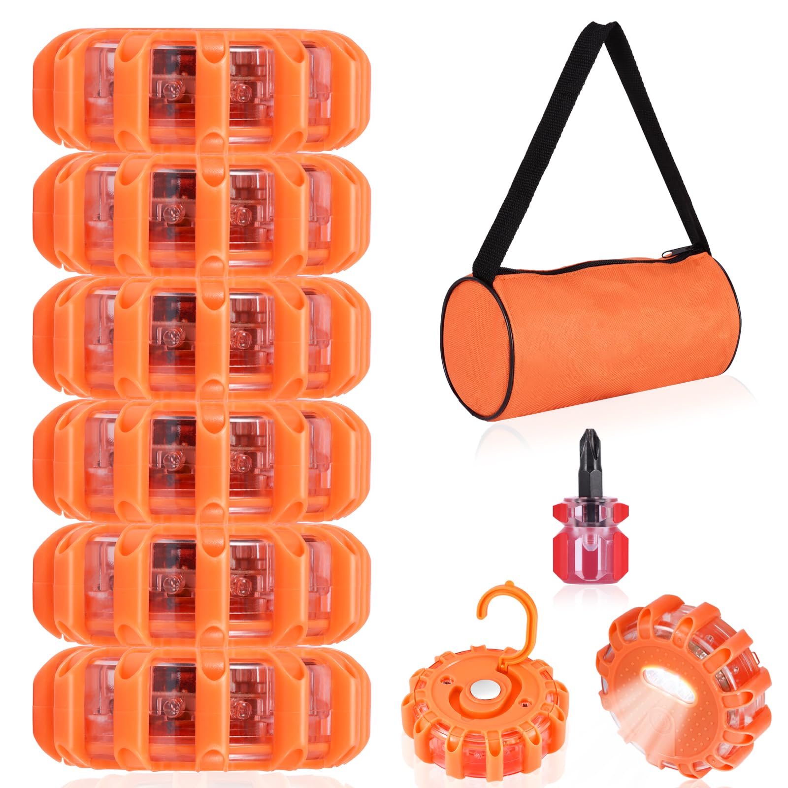 4 Pack LED Road Flares Emergency Flashing Lights Roadside Safety Beacon