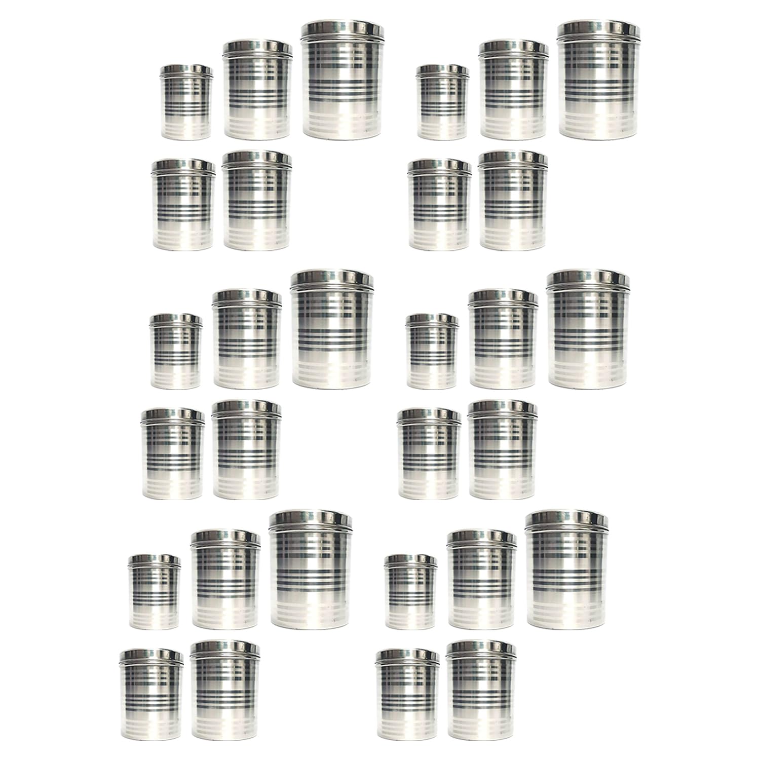 Kuber Industries Stainless Steel Kitchen Containers Set | Durable & Stackable | Wobble Free, Easy to Clean & Multipurpose | Kitchen Storage Container Set of 5 - Assorted (Pack Of 6)