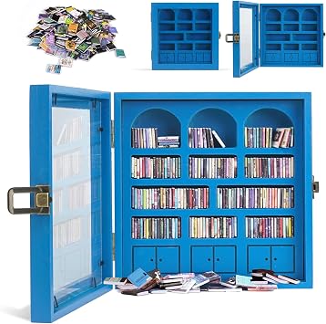Anxiety Bookshelf Mini Books Display for Stress Relief and Fun Decor, Perfect Decorative Miniature Library for Book Lovers, Ideal for Home Decor, Office Decor, Thoughtful Gift - Light Blue