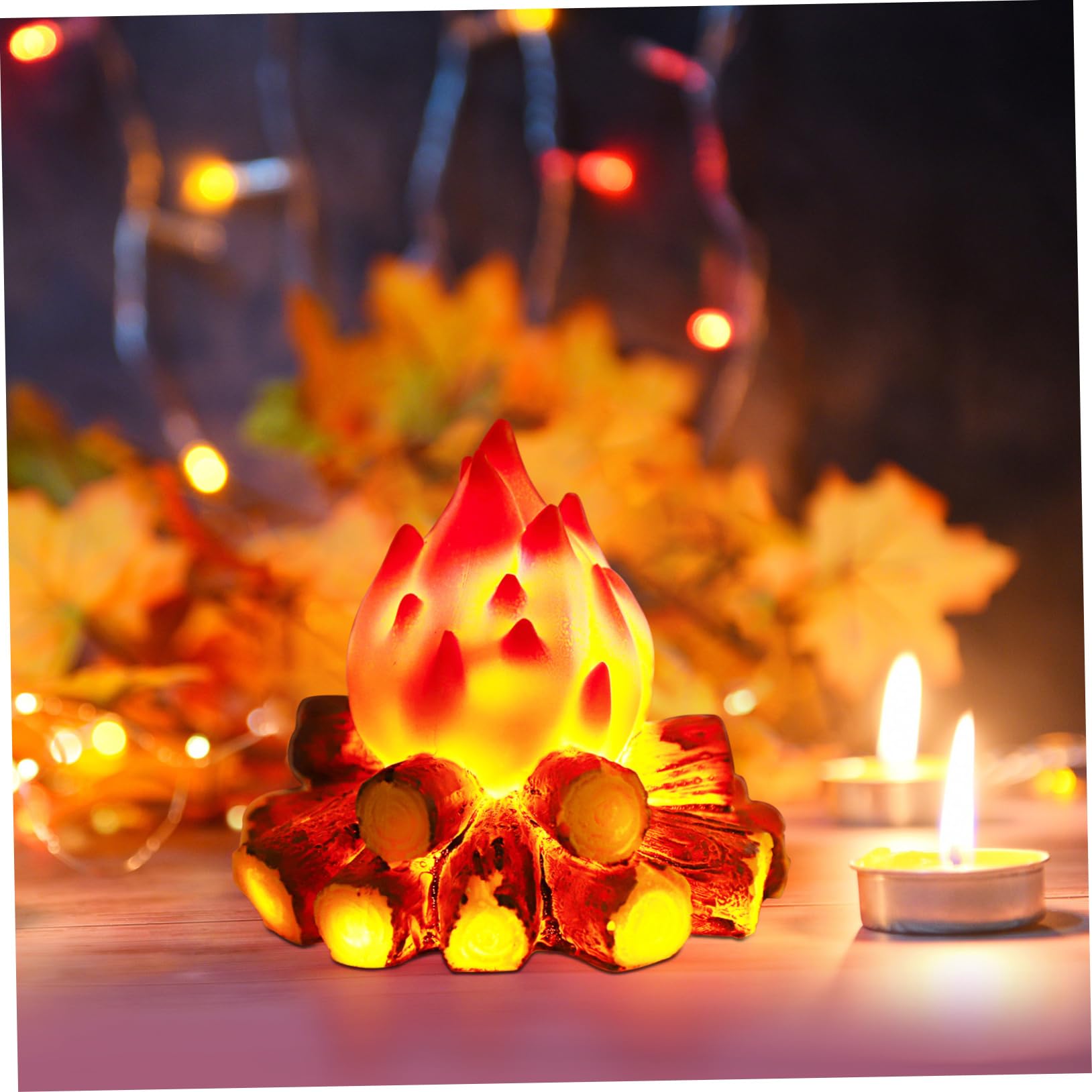Alipis Lampada LED Simulazione di Fiamma per Mini Falò Luce Notturna Batteria per Interni Lampada Decorativa da Tavolo per Camera da Letto e Feste