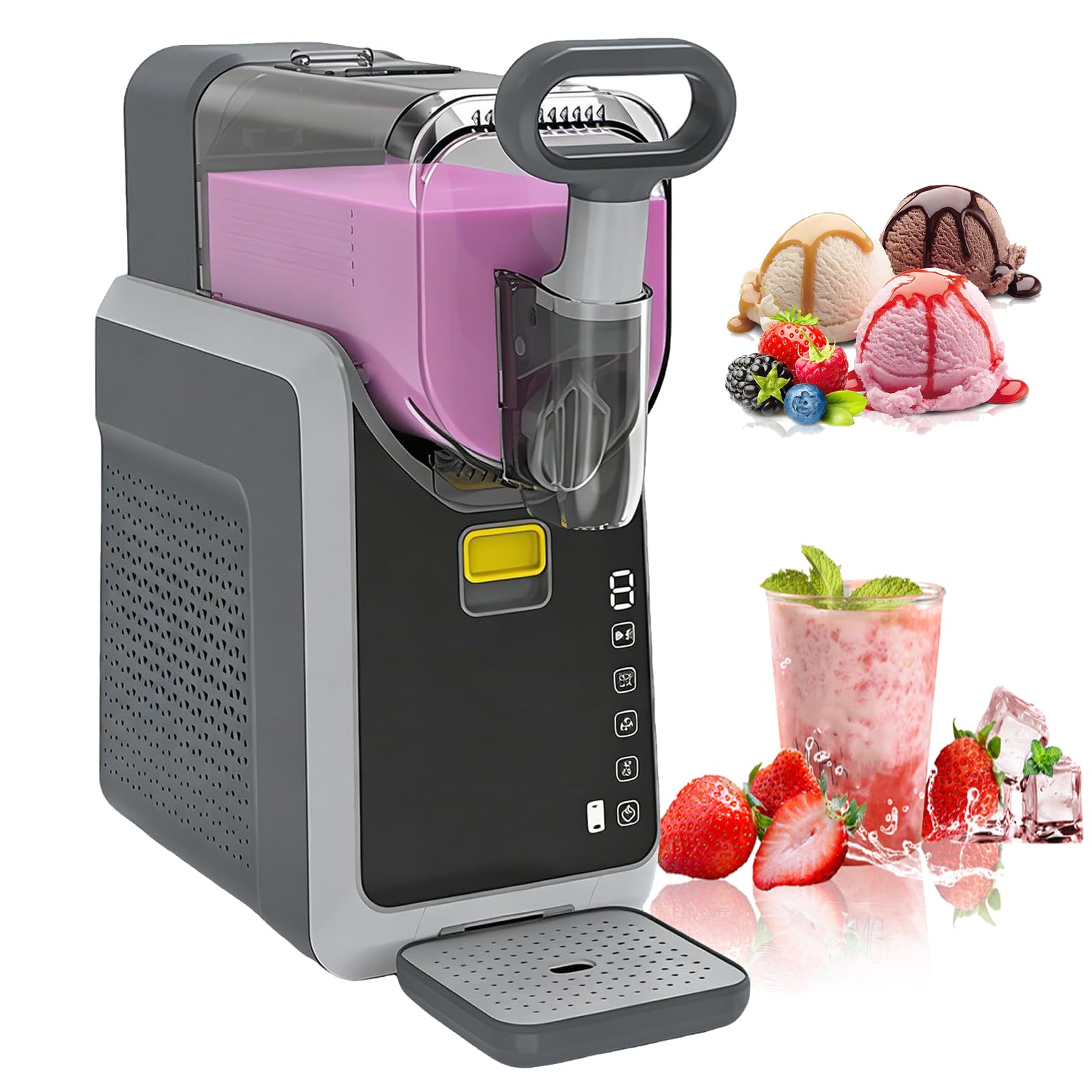 ZHJOPP Commercial Slush Machine, Frozen Drink Maker with LED Display, 5 Preset Programs, Self-Cleaning,for Smoothies and Slushies
