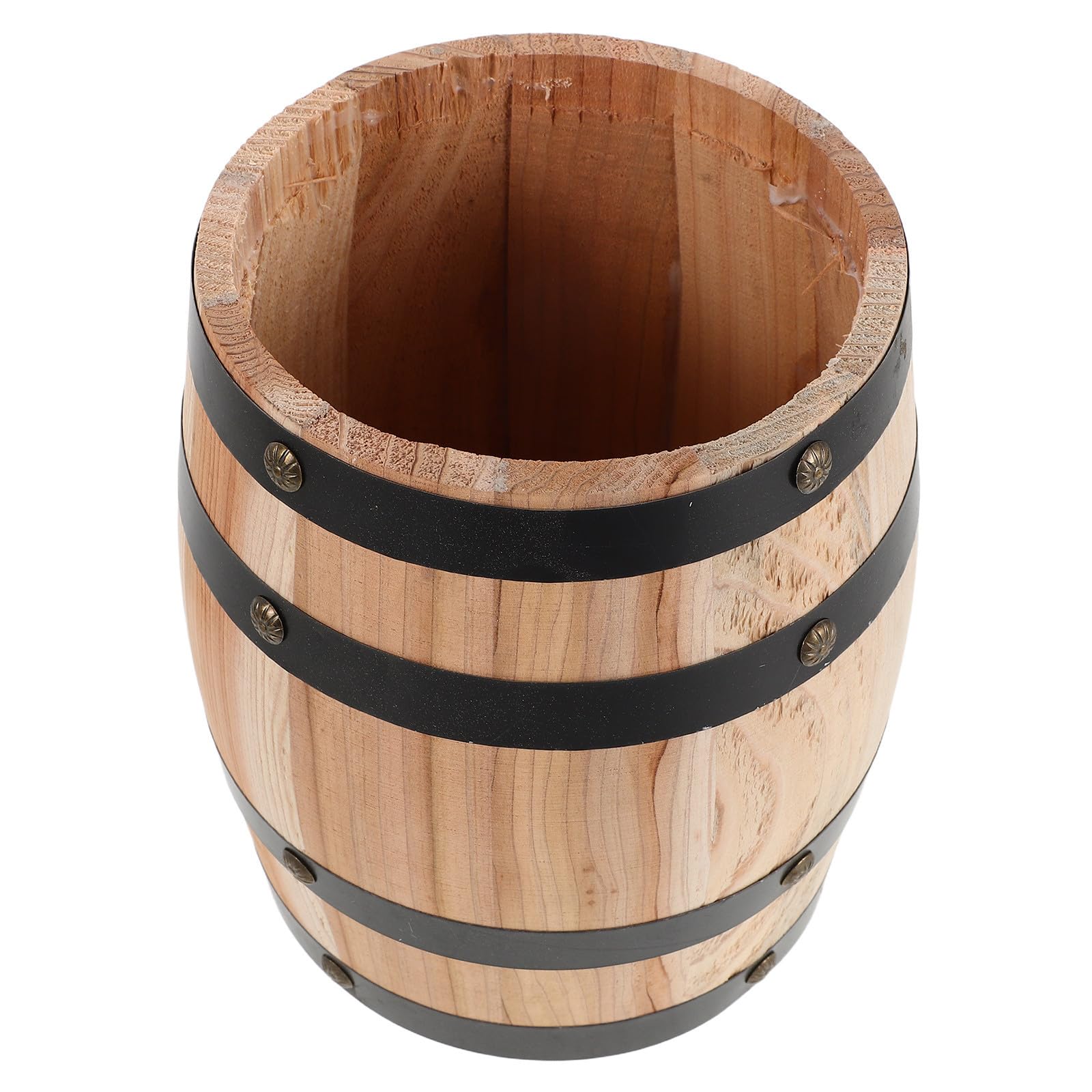Caja de Almacenamiento de Cubiertos Vintage de Madera, Barril Beige