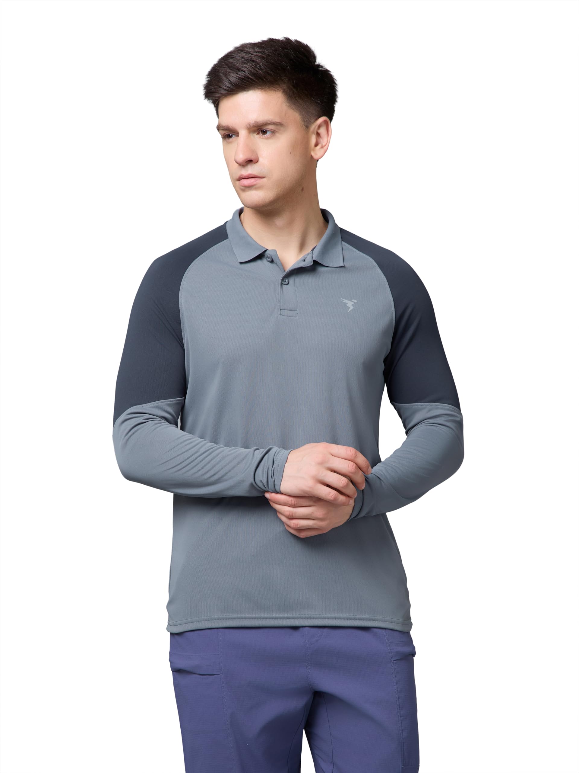 technosport Men's Slim Fit Polyester Colorblocked Athleisure Polo T-Shirt with Full Sleeve, Moisture Wicking and Quick Dry-picture-18