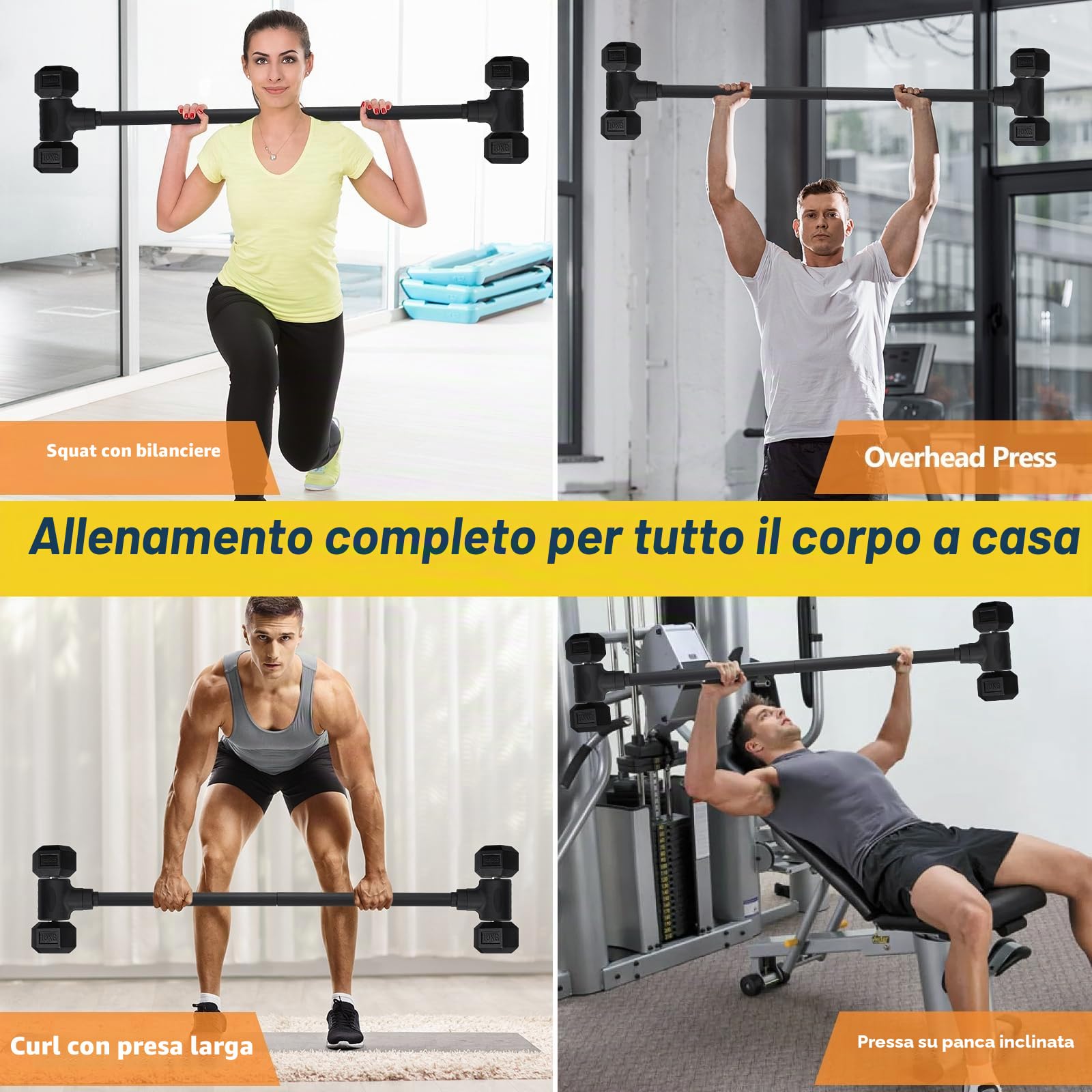 Bimiti Convertitore di manubri a barra regolabile per sollevamento pesi - Accessori che supportano fino a 175 libbre per palestra