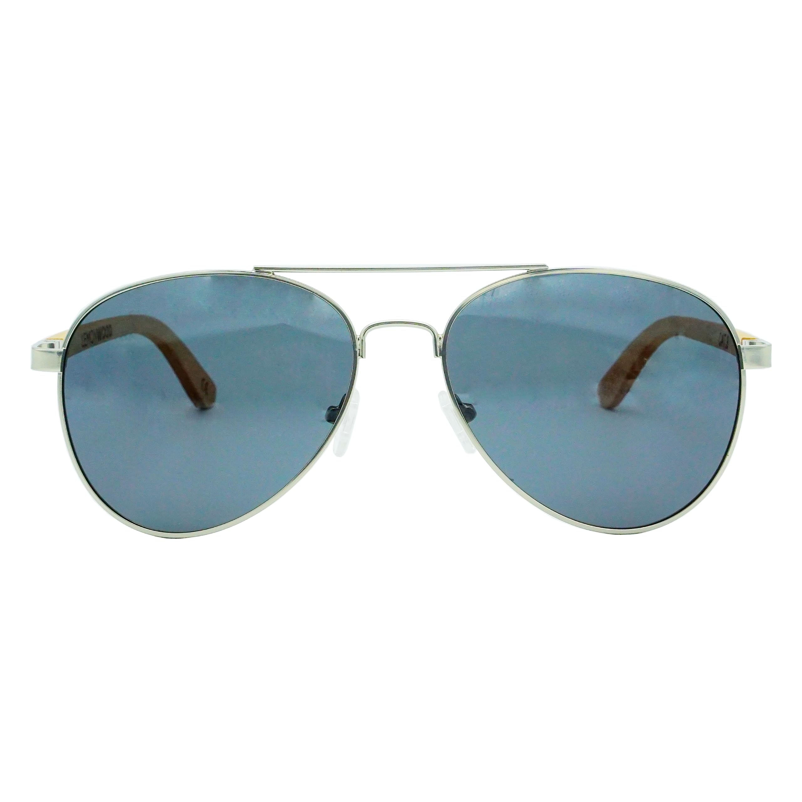 LEMONWOOD Holz Pilotenbrille Sonnenbrille Pilot Holzbrille aus Buchenholz polarisierende Gläser Cat 3 UV400 Federscharnier Pilot-Beech incl. faltbarem Kork-Etui