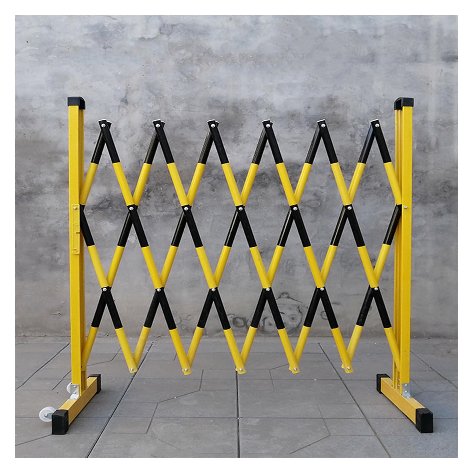 Le Bcade - Cancello pieghevole per parcheggio, 1,9 m, nero e giallo, pieghevole, per strade esterne, vialetto, cassaforte, 100 x 50 m
