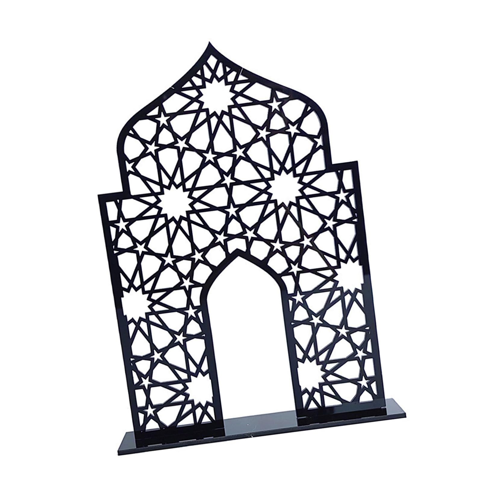 Laiousn Black Elegant White Acrylic Display Stand Mosque Shape Decoration For Eid Festival Decoration Cultural Activity Ornament