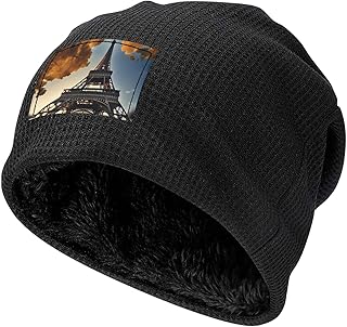 EdWal 美しいエッフェル塔 パリ プリント フリース ウォッチキャップ マルチシーズン タクティカル ビーニー ユニ 冬 暖かい アウトドア キャップ クリスマスギフト