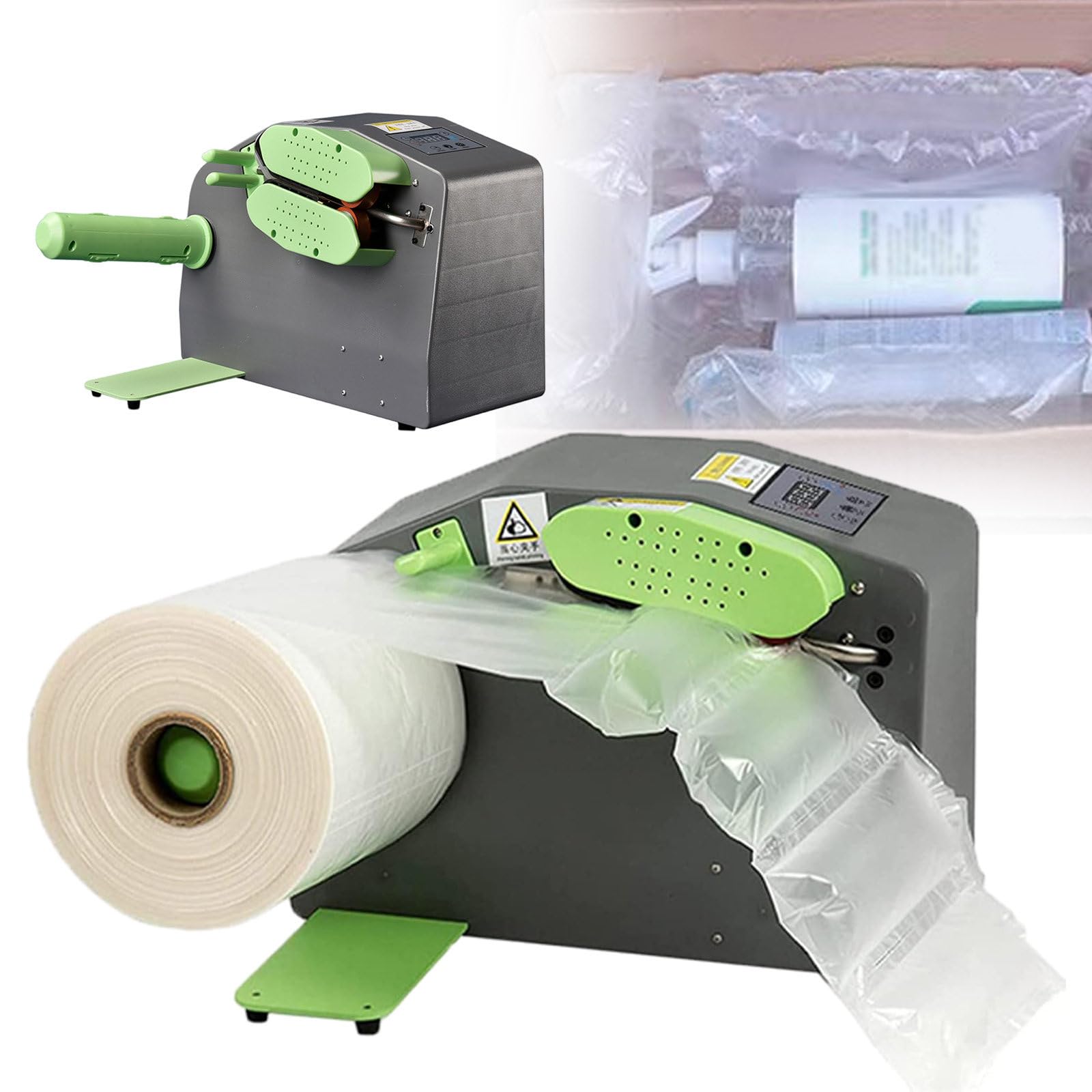 Luftkissenmaschine - Blasenfolie Inflator zum Verpacken, 12M/Min Luftkissenhersteller für Wein, Obst, Konserven - Professionelle Schutzverpackungspumpe