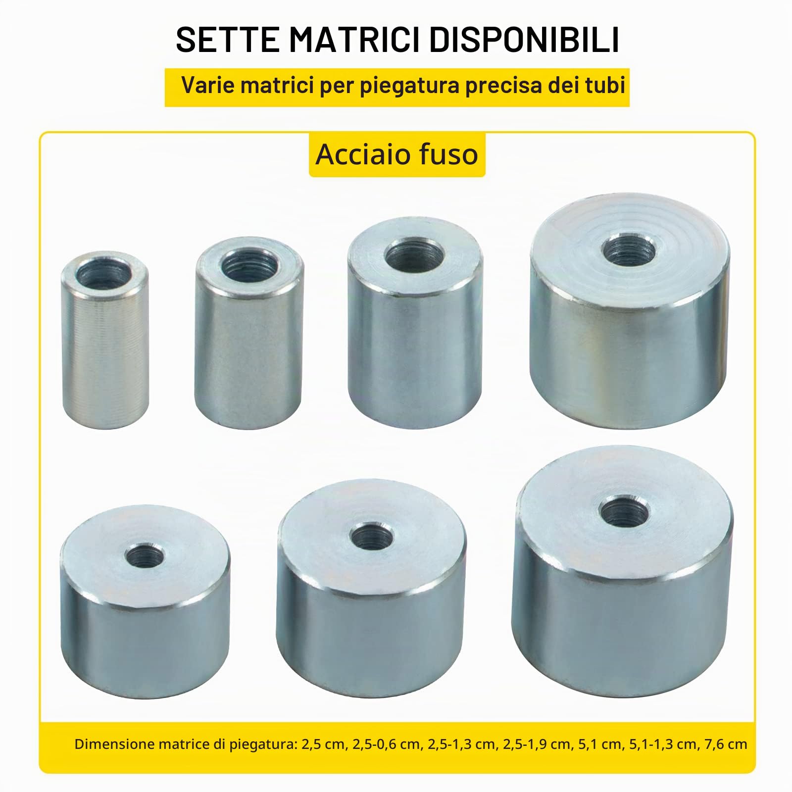 VEVOR Macchina Piegatubi Manuale YP-9 Compatta da Banco Compatta 7 Matrici 1-3 Pollice Tubo per Montaggio in Metallo Asta per Tubi