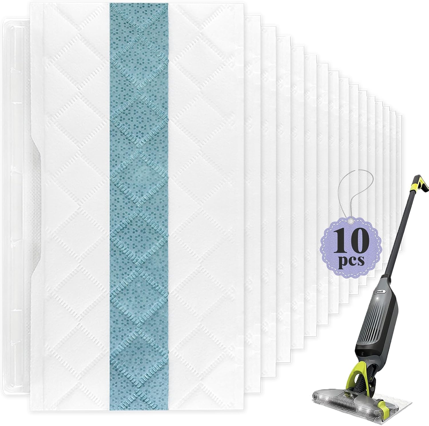 Disposable Replacement Mop Pads for Shark Vacmop, 10-PCS Refills Compatible with VM200, VM200C, VM251, VM252, VM250, VM190, VC205, QM250 for All Hard Floors