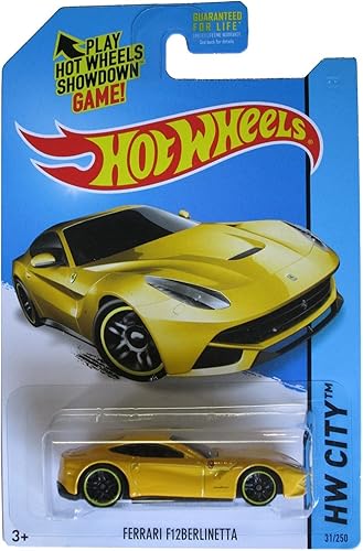 Hot Wheels 2014 HW City Ferrari F12 Berlinetta Amarillo #31250 por Mattel