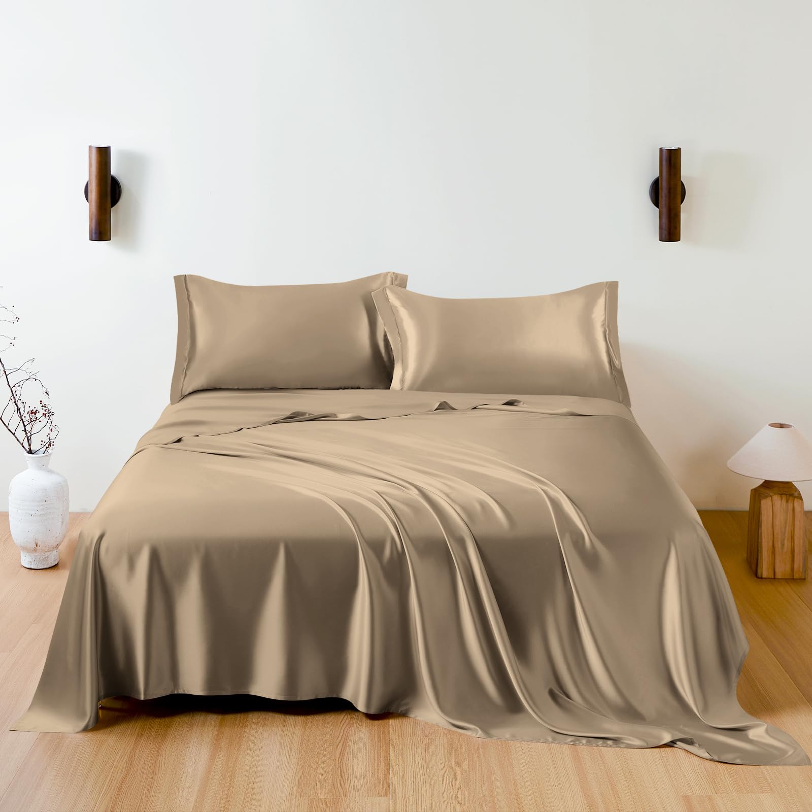 THXSILK Pure Mulberry Silk Sheet Set 4 Pcs 7A Silk Bed Sheets Luxury Bedding Sets Ultra Soft Durable