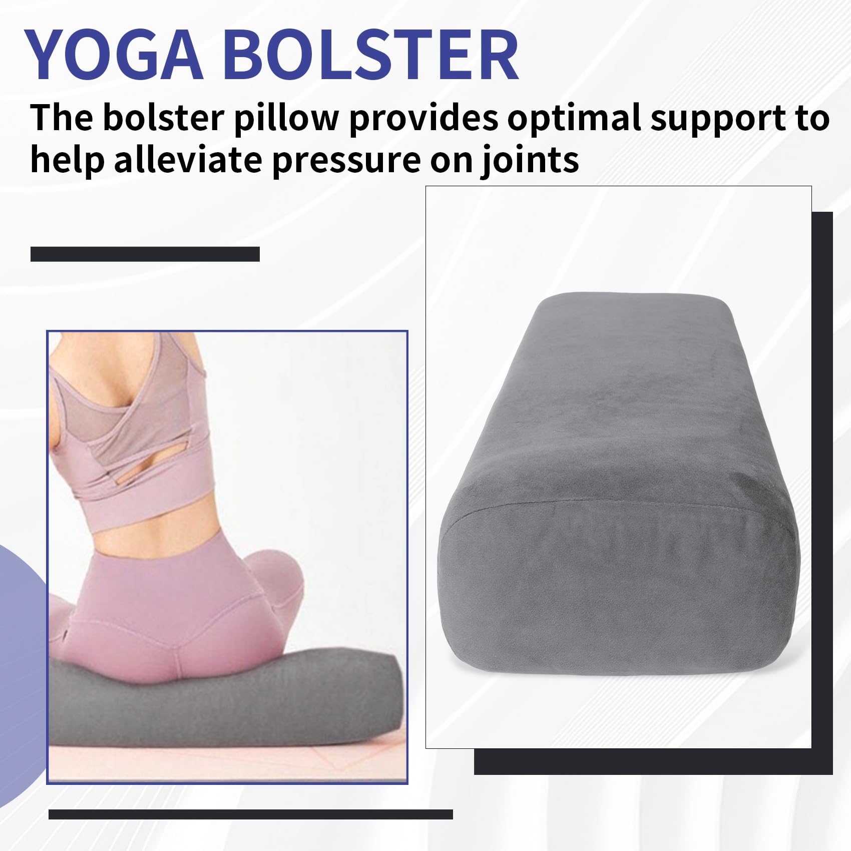 Yoga Bolster Kissen für Meditation und UnterstüTzung-Rechteckiges Yoga Kissen Yoga ZubehöR Aus der Maschine Waschbar
