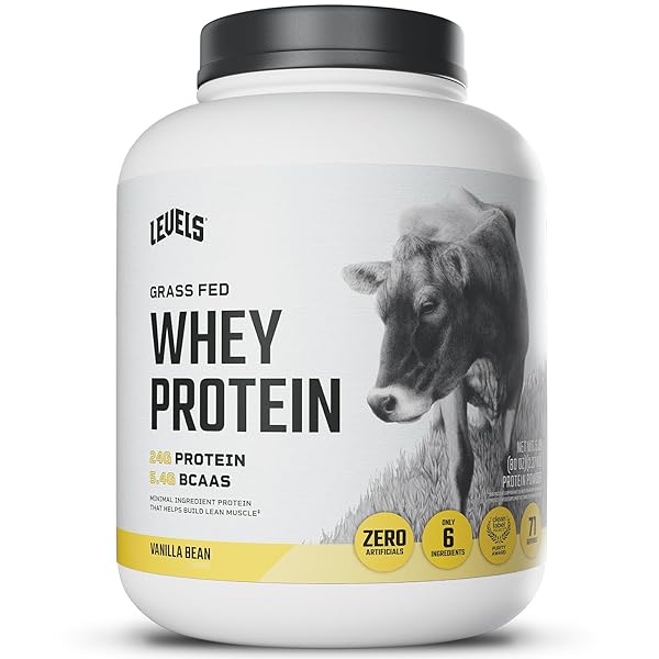 Levels Grass Fed Whey Protein Powder, No Artificials, 24G of Protein, Vanilla Bean, 5LB