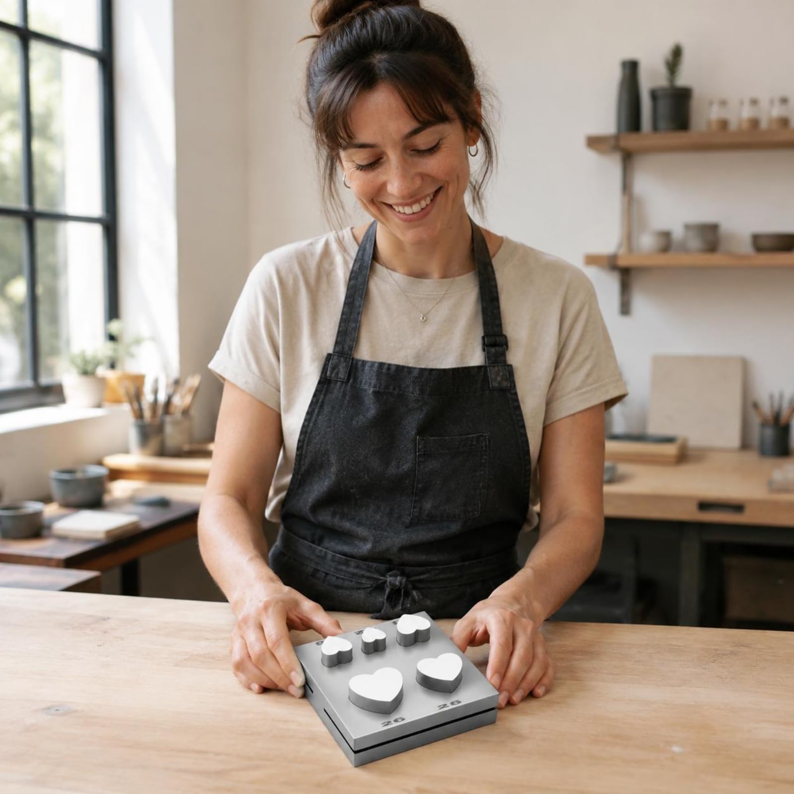MERIGLARE Troquelador de Corazón Accesorio para Crear Formas Herramienta de Disco Compacto Acero Aleado Función para Trabajos Repetitivos Adecuado para de Joyas Artesanía, Corazón