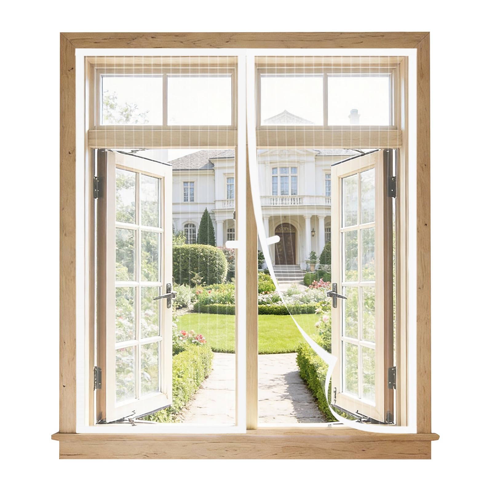 Mosquitera Ventana Magnetica 90x110 cm Blanco, Malla Ultrafina Anti-insectos Sin Taladrar, Cierre Automático con Imanes Fuertes, Adaptable a la Mayoría de Ventanas, Instalación Rápida y Fácil