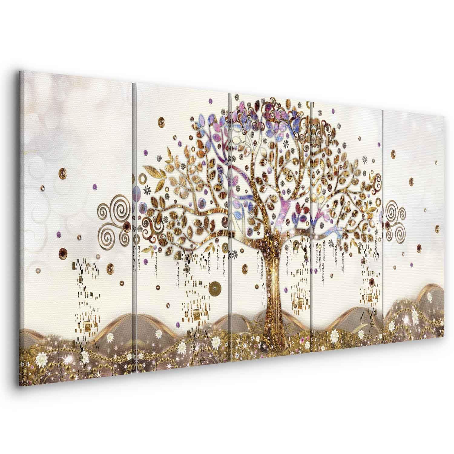 murando - Cuadro en Lienzo Arbol Klimt 225x90 cm 5 piezas - Impresión en material tejido no tejido cuadros decoracion salon modernos lienzos decorativos dormitorios - Abstracto l-A-0009-b-n