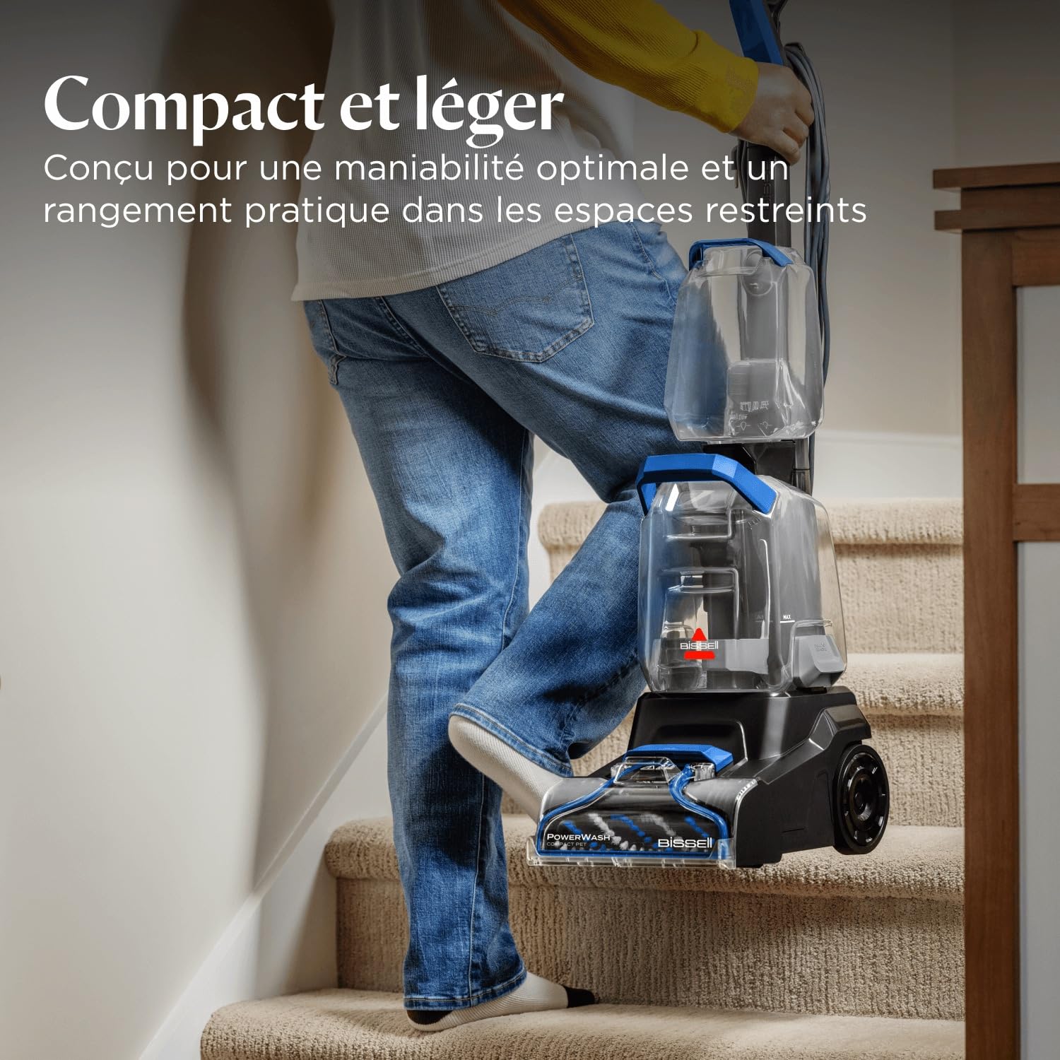 BISSELL PowerWash Compact Pet, Shampouineuse pour Taches et Odeurs d’Animaux, Nettoyeur Canapé Tissu Multisurfaces, Nettoyeur de Tapis, Moquette et Tapisserie, 600W, Portable, Filaire, 4058N