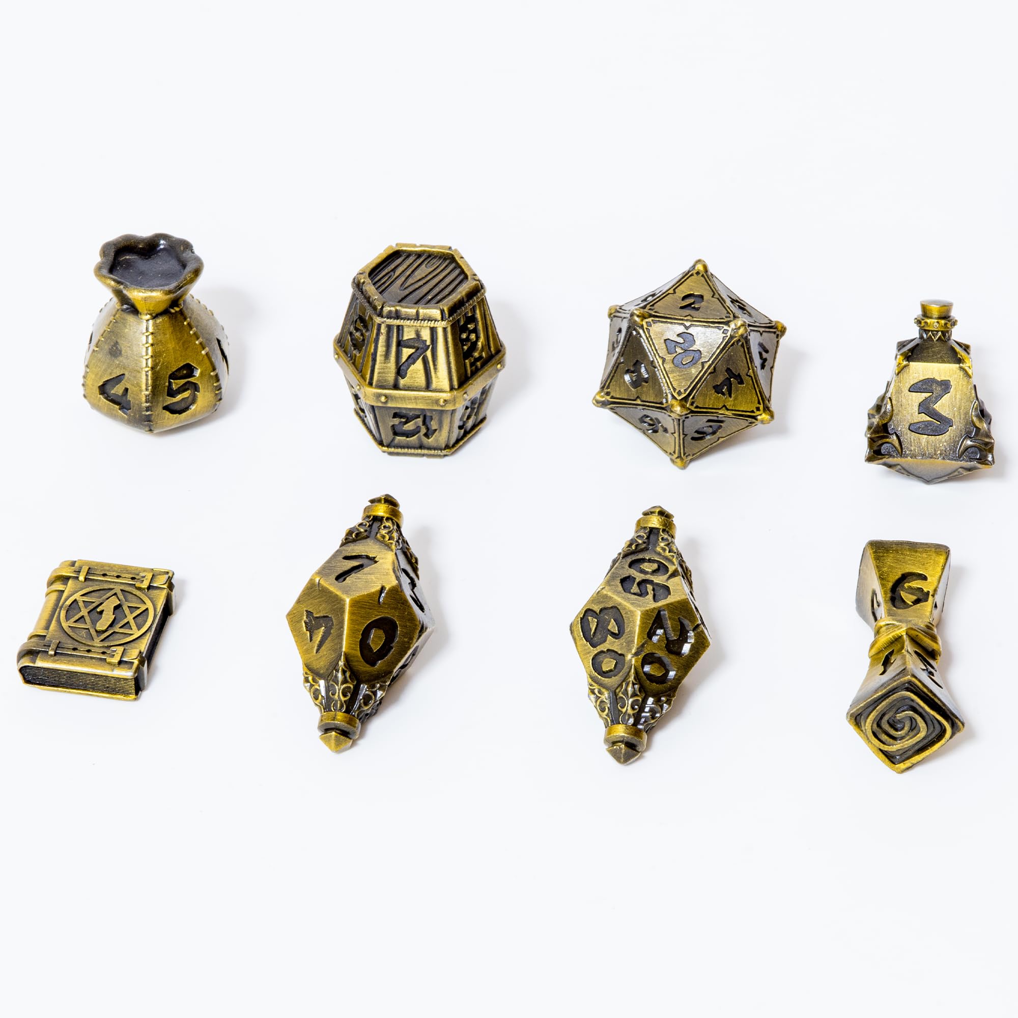 TOYVERSE Dwukolorowy zestaw wielościennych kości, stary złoty kolor, kości ze stopu, odpowiedni do D&D, DND, RPG, MTG, Dungeons and Dragons, gier planszowych i odgrywania ról, od 15 lat