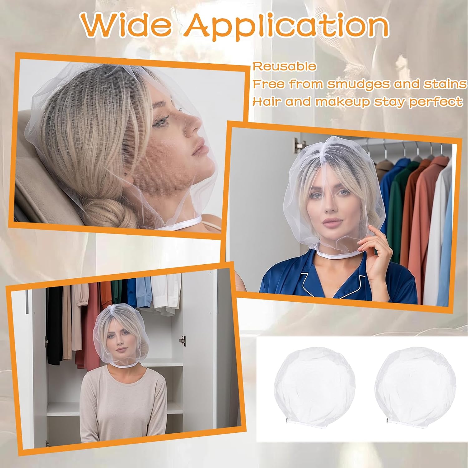 3 PCS Makeup Mask, Reusable Make up Face Masks | Airy Washable Beauty Treatments Mask, Lightwight Face Masks for Women Beauty Care Dressing Wedding(White)
