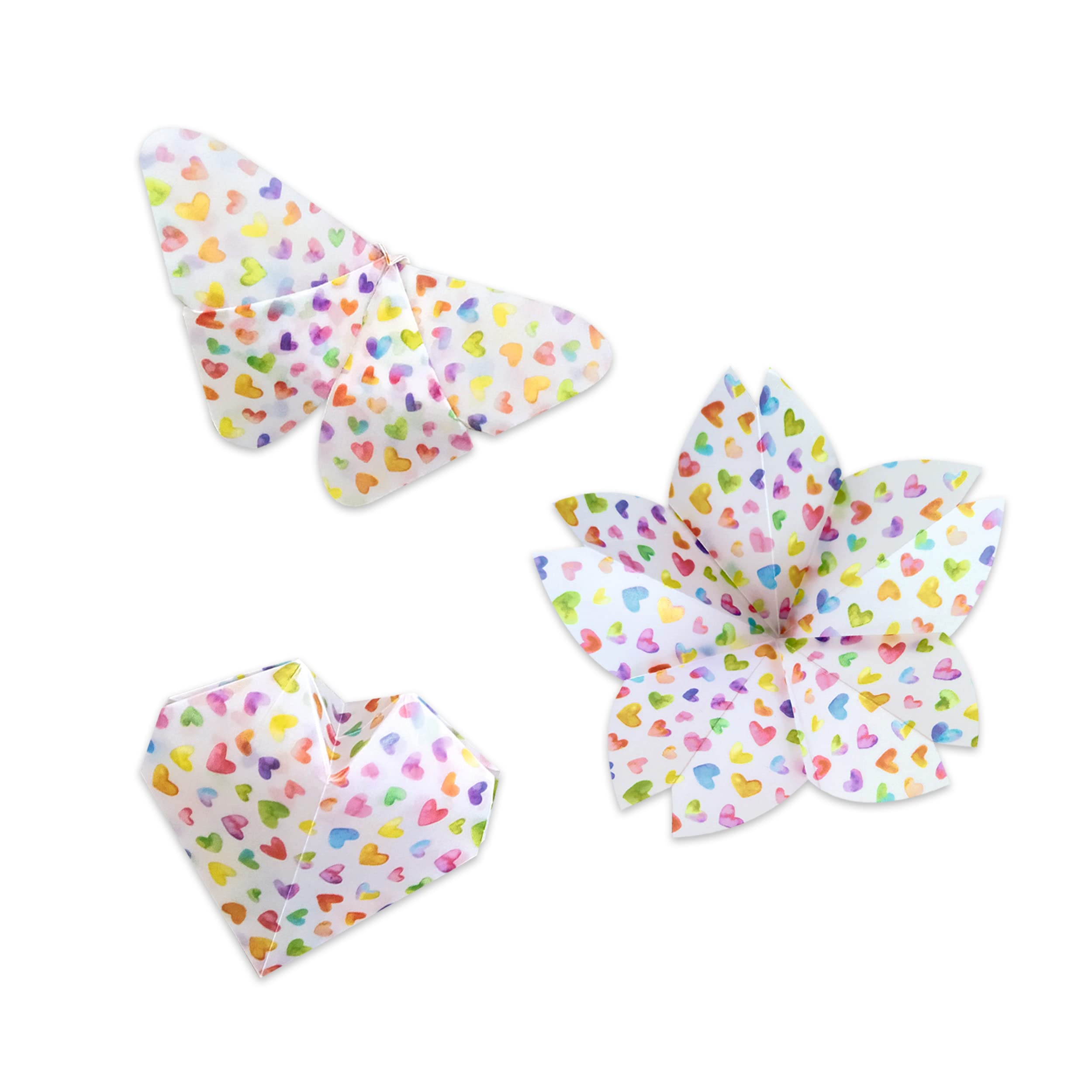 Ursus 38065502 Transparent Paper Folding Sheets Colourful Hearts 50 Folding Sheets 15 x 15 cm Printed on One Side for Crafts and Folding Figures Stars and Window Pictures - Image 2