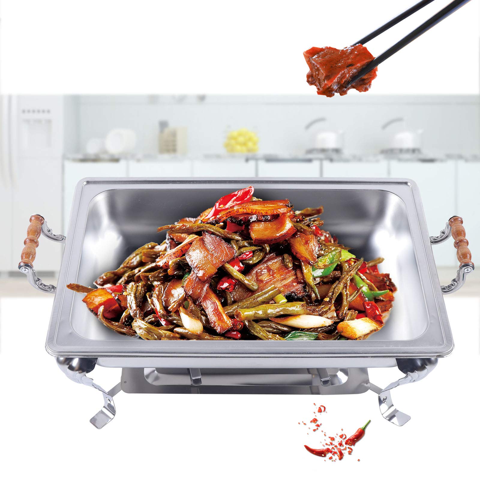 Juego de calentador de alimentos con tapa enrollable de acero inoxidable