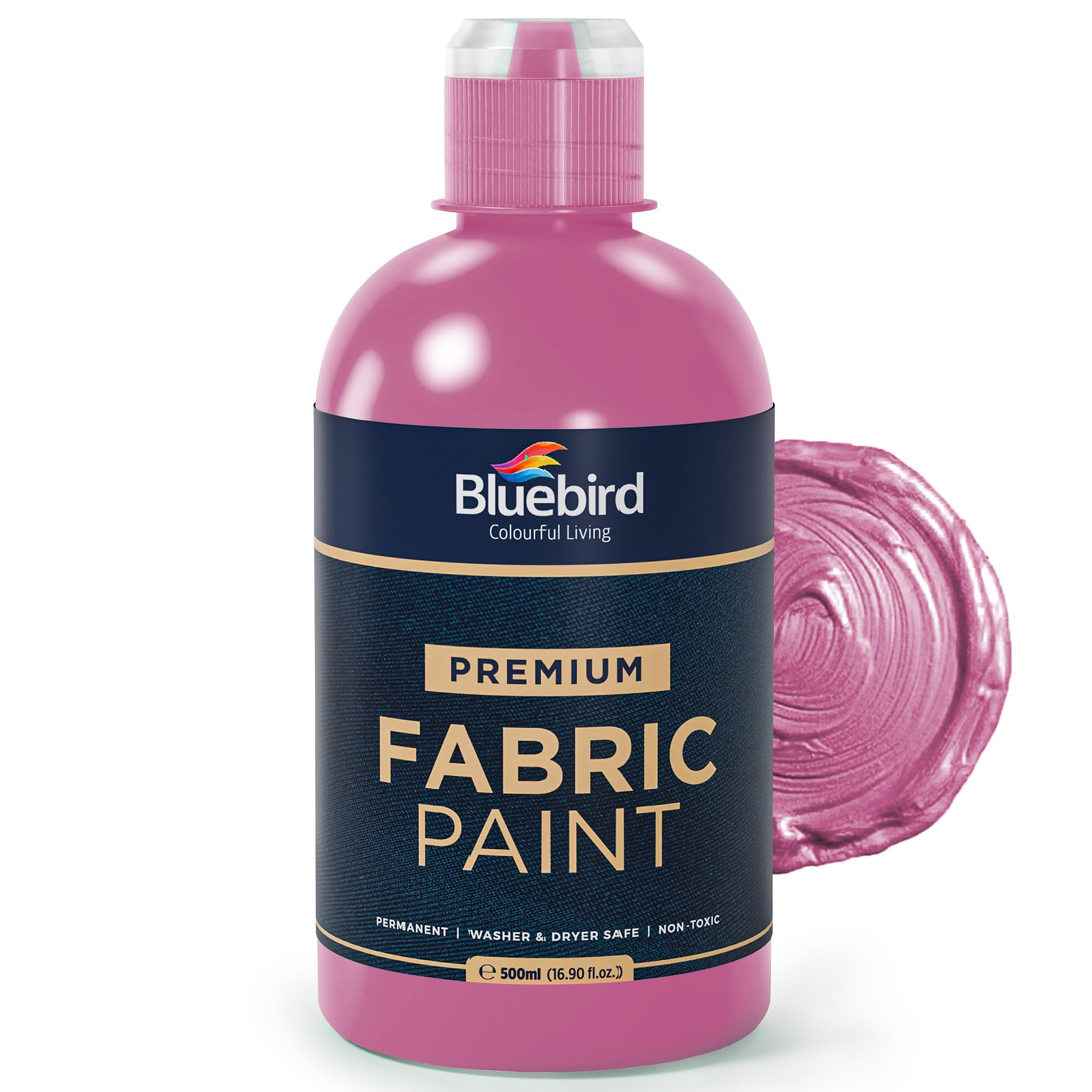 BLUEBIRD Fabric Paint, Cosmic Pink, 16.9 Fl Oz, Permanent Fabric Paints for Clothes, Furniture Upholstery