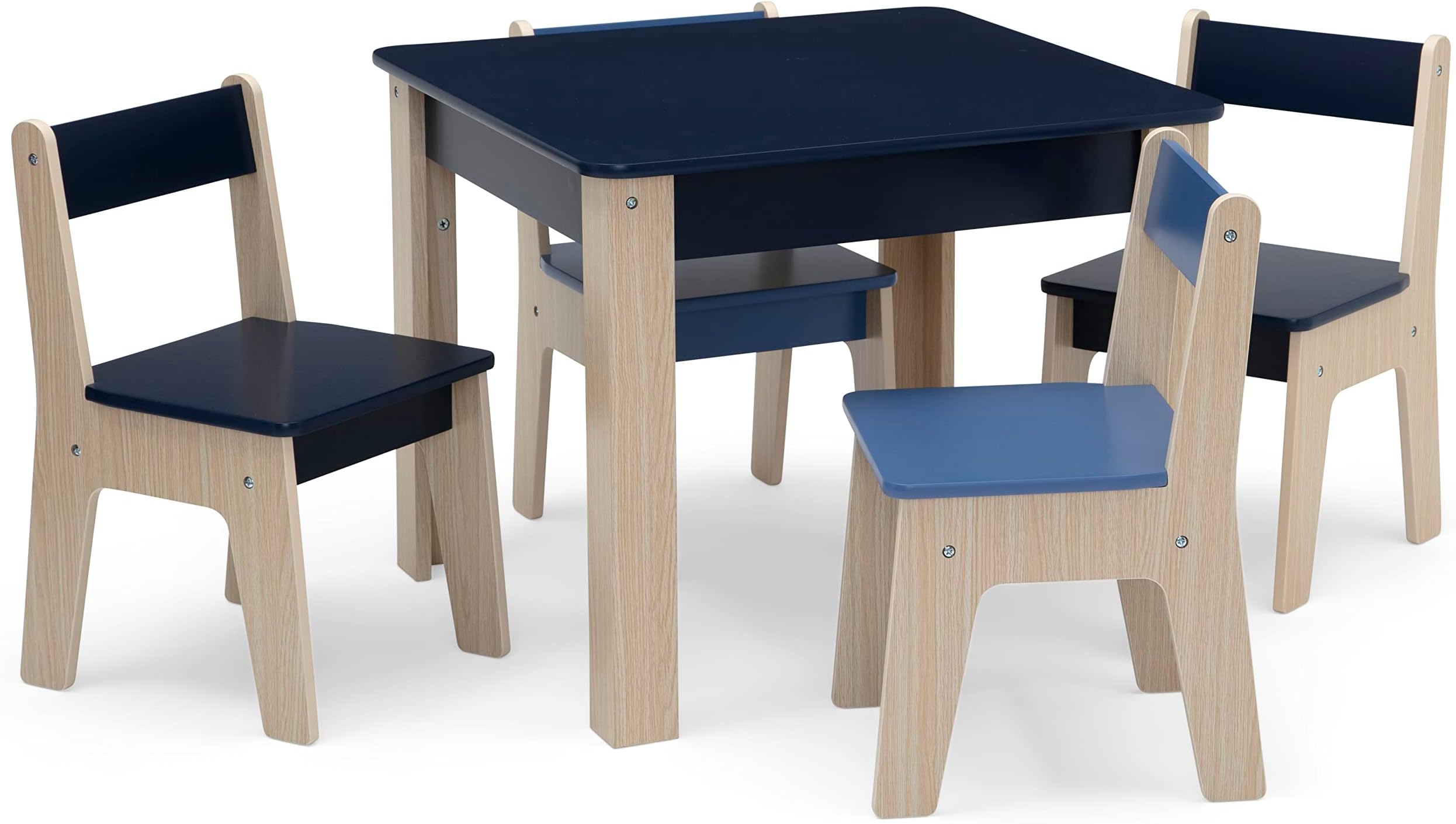 Delta Children GAP GapKids Table and 4 Chair Set - Greenguard Gold Certified, Navy/Natural