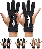 MARKEEP Archery Gloves 2 Pack - 3-Finger Leather Shooting Guards for Recurve Bow Hunting, Youth Adult Beginners Left Right Hand Universal