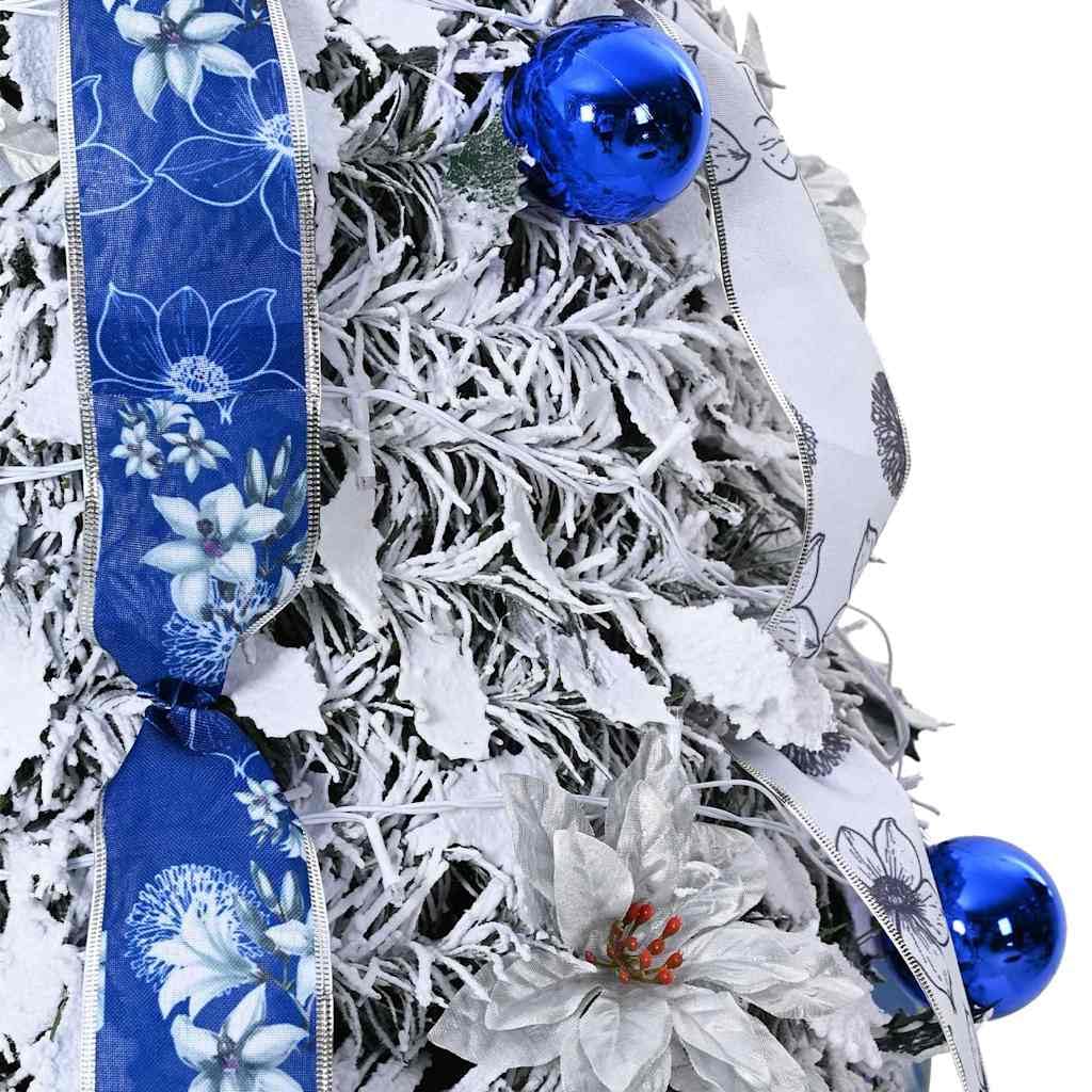 Künstlicher Weihnachtsbaum Weiß 120 cm mit 50 LEDs, PVC Nadeln, zusammenklappbar, inkl. Ständer und Lichterkette, ideal für Wohnzimmer, Balkon, Terrasse, Festliche Advent Dekoration