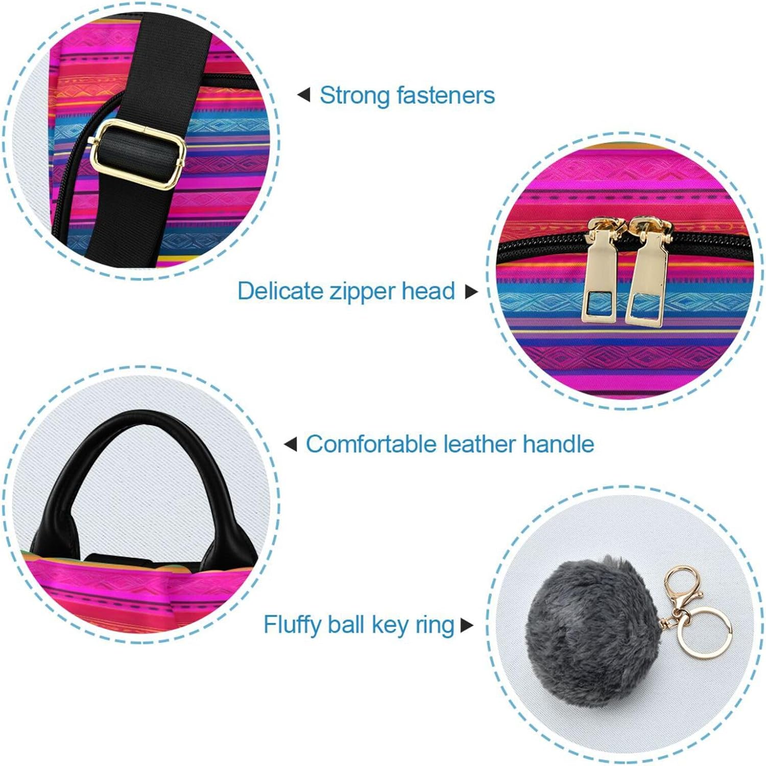 Traditional Mexican Striped Colorful Backpack Purse for Women Fashion Rucksack Anti Theft Handbag Travel Bag