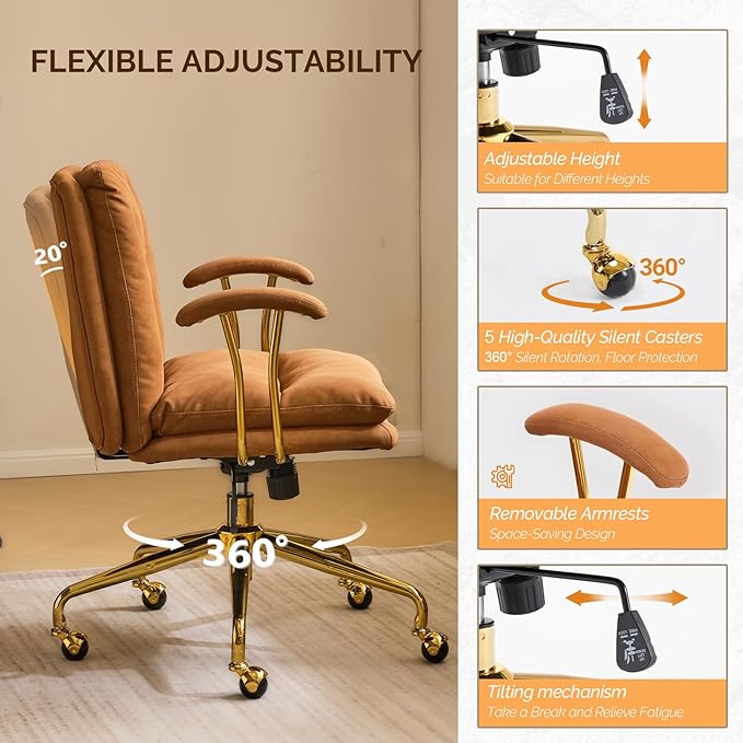 Silla de Oficina Ergonómica Giratoria con Ajuste de Altura y miniatura 5