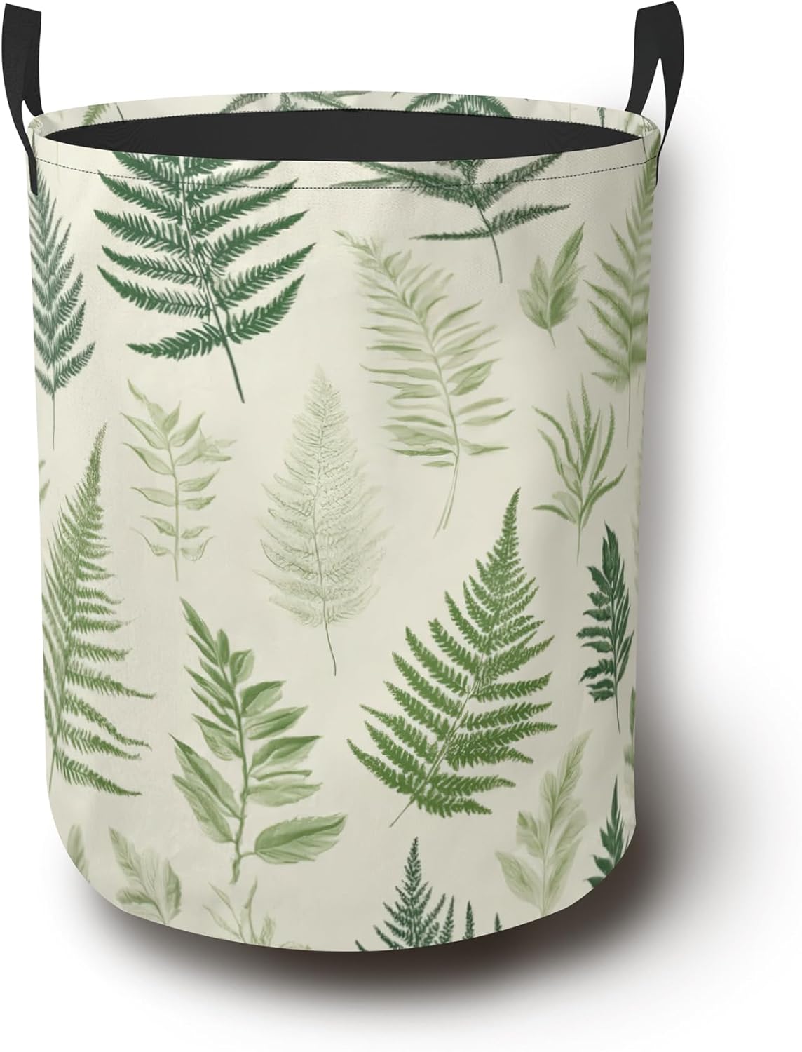 Fern Herbs Laundry Basket,Botanical Foldable Oxford Cloth Laundry Hamper with Handles Waterproof Dirty Clothes Storage Basket for Bathroom Bedroom Dorm Room 16" x 20.8"