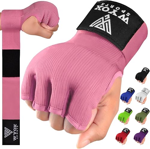 Miniatura 16 de WYOX Vendas de Gel para Boxeo Guantes Interiores para Hombres y Mujeres – Correa Rápida de Muñeca de 31.5 pulgadas, Soporte Acolchado para Nudillos,