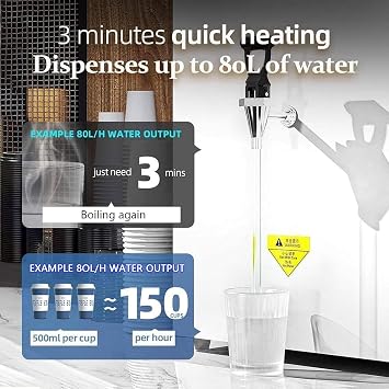 50L/h Instant Hot Water Dispenser, 3000W Electric Hot Water Dispenser, Wall-Mounted Commercial Hot Water Pot, Water Boiler, Segmented Heating, With Spout/Filter/Lcd Display, For Home/Office