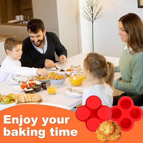 Miniatura 6 de Paquete de 2 moldes de silicona para mordeduras de huevo, 4 tazas para freidora de aire, moldes para mordeduras de huevo, molde redondo para