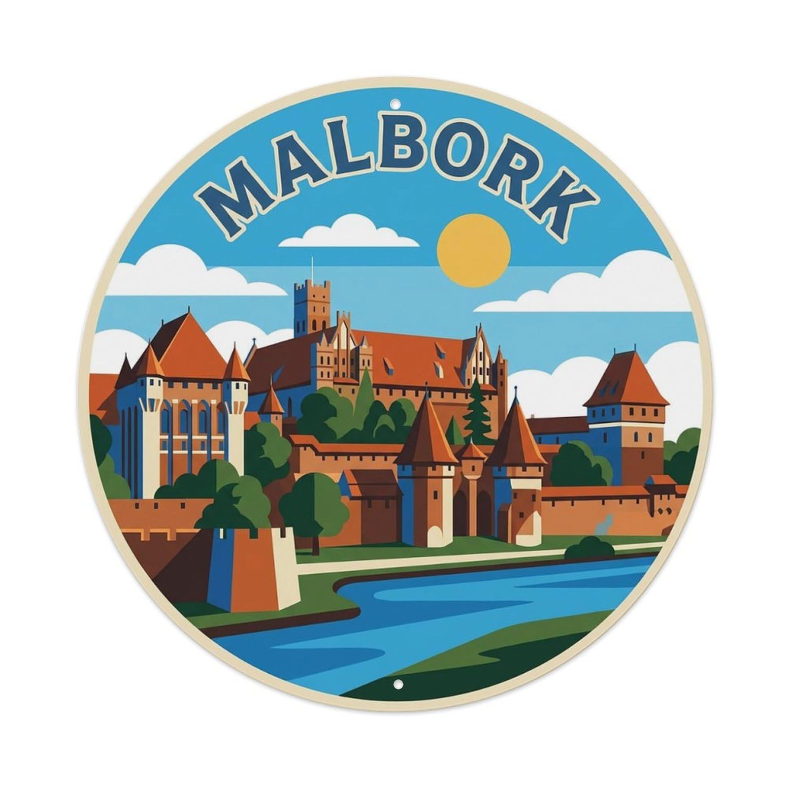 Vintage Travel Poland Malbork Vintage Metal Tin Sign Plaque Wall Decor for Cafe, Club Bar, Office, Garden Metal Poster 8x8Inch