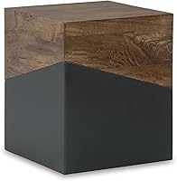 Signature Design by Ashley Trailbend Eclectic Accent End Table, Brown & Gunmetal - No Assembly, 15x15x18 Small Space Decor