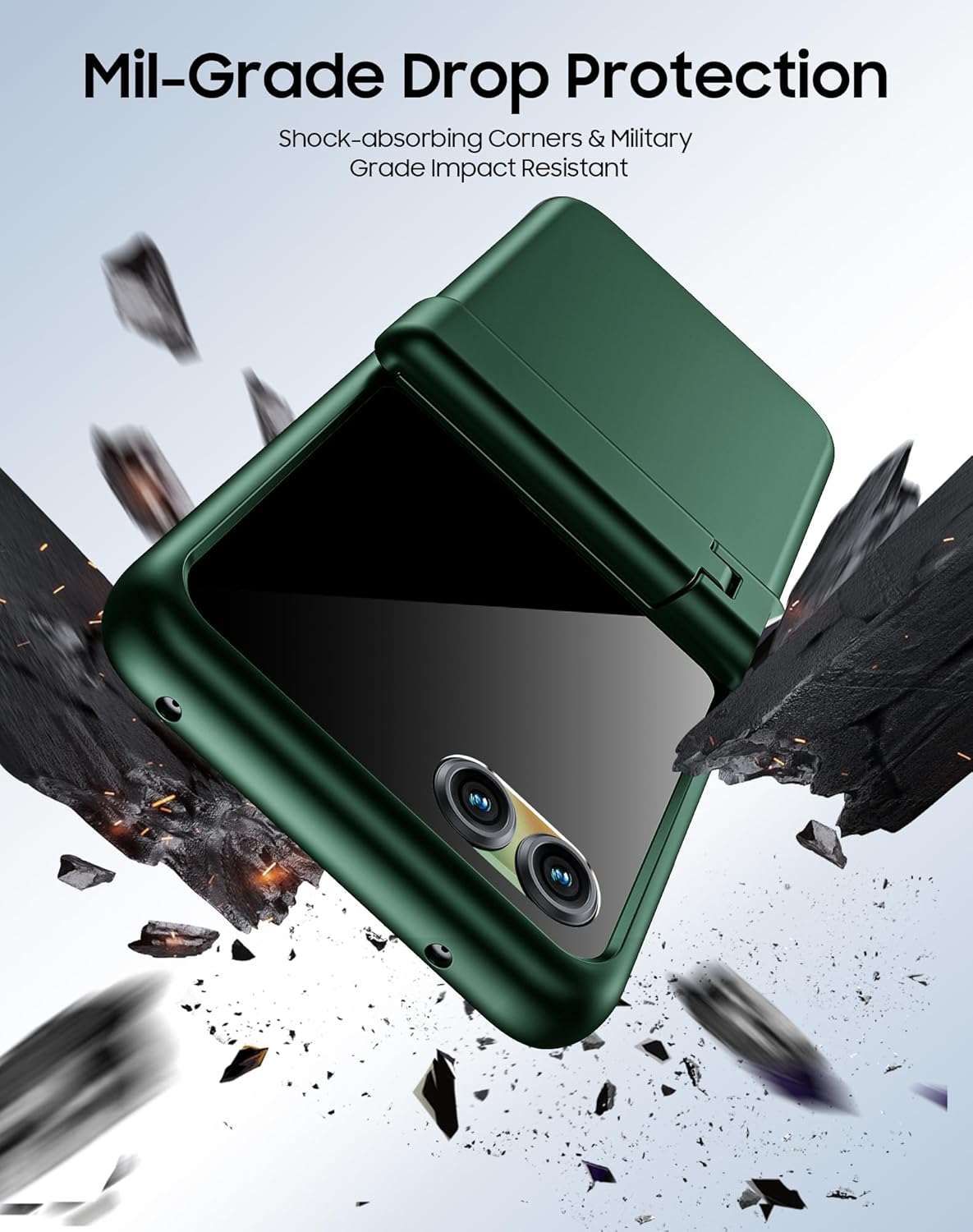 Spugan for Motorola Razr 2025/2024 Case,[Built-in Screen Protector] [Hinge Protection] Slim Matte PC Rugged Durable Shockproof Cover for Razr 2025/2024 with Stand, Green-Privacy
