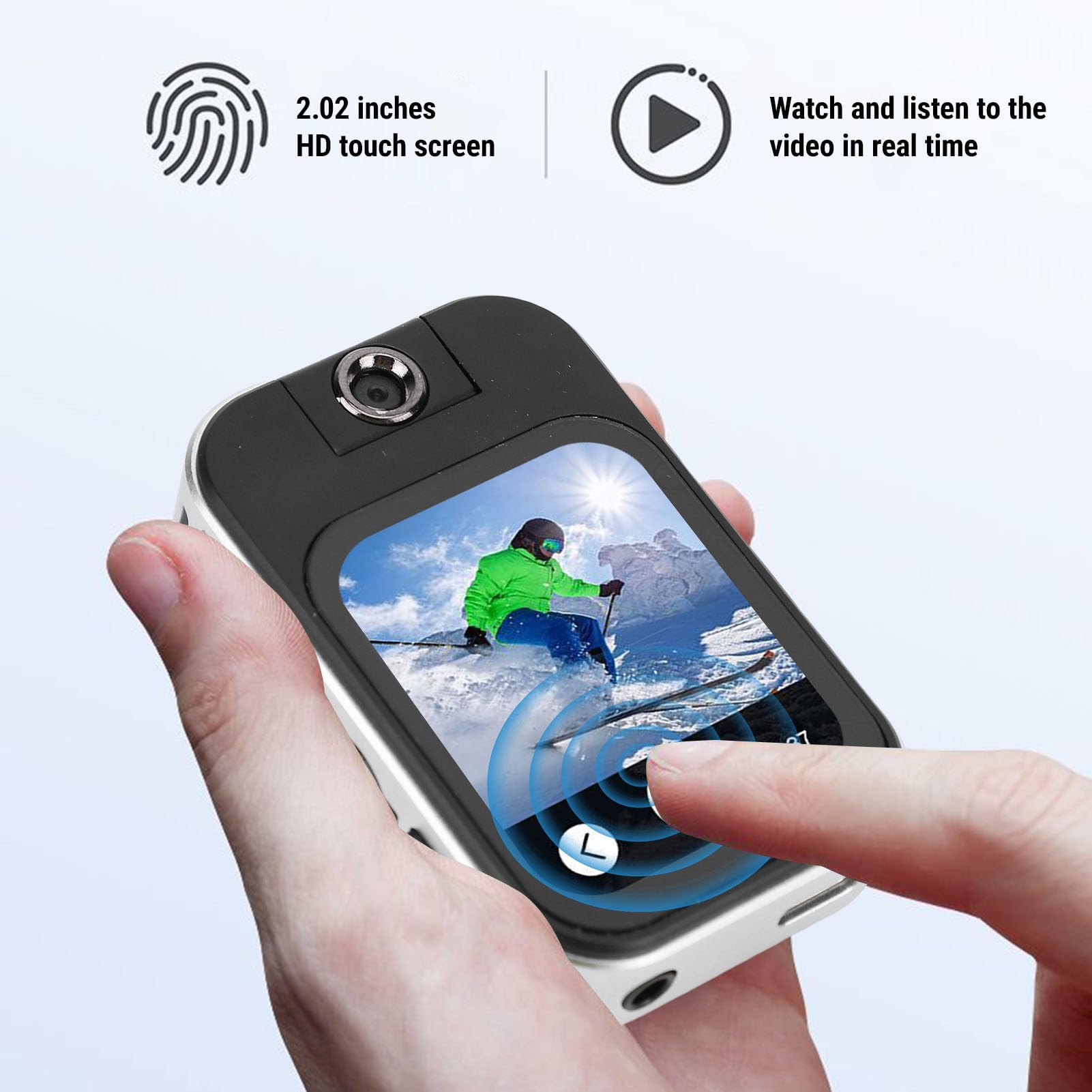 Lettore MP3 Bluetooth 5.4 Sportclip 2.0 pollici Touch Screen Music Player con fotocamera per sport, MP3 con 7 giochi cerebrali, video, registratore, foto, e-book, supporta fino a 256 GB