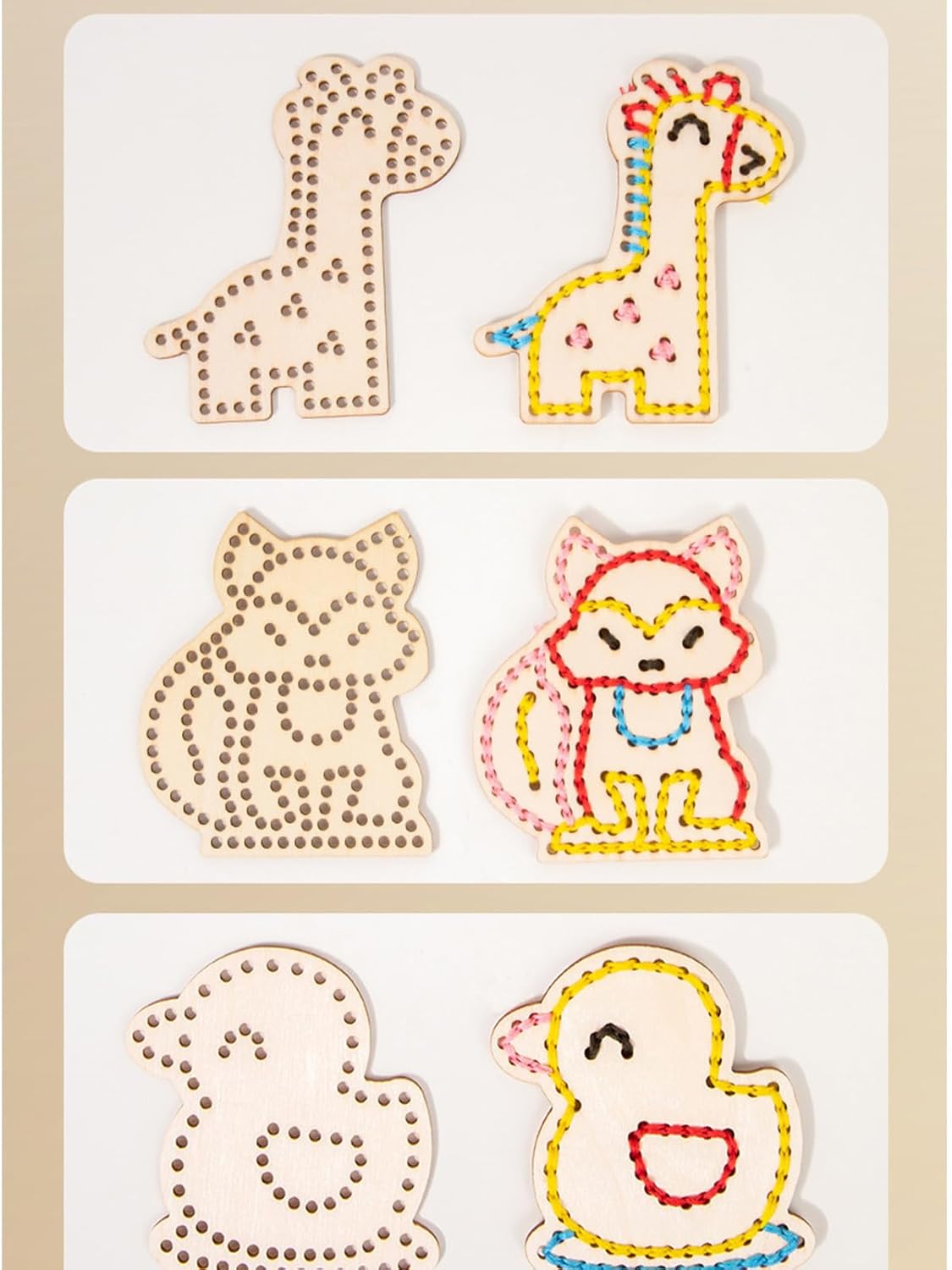 Sewing Learning Cards, Kids Threading Board, 4.13x5 Inches Color Recognition Toy with Educational Design, Fine Motor Skill Toy, Sewing Activity Cards with Sturdy Build, Quiet Time Toys for Children