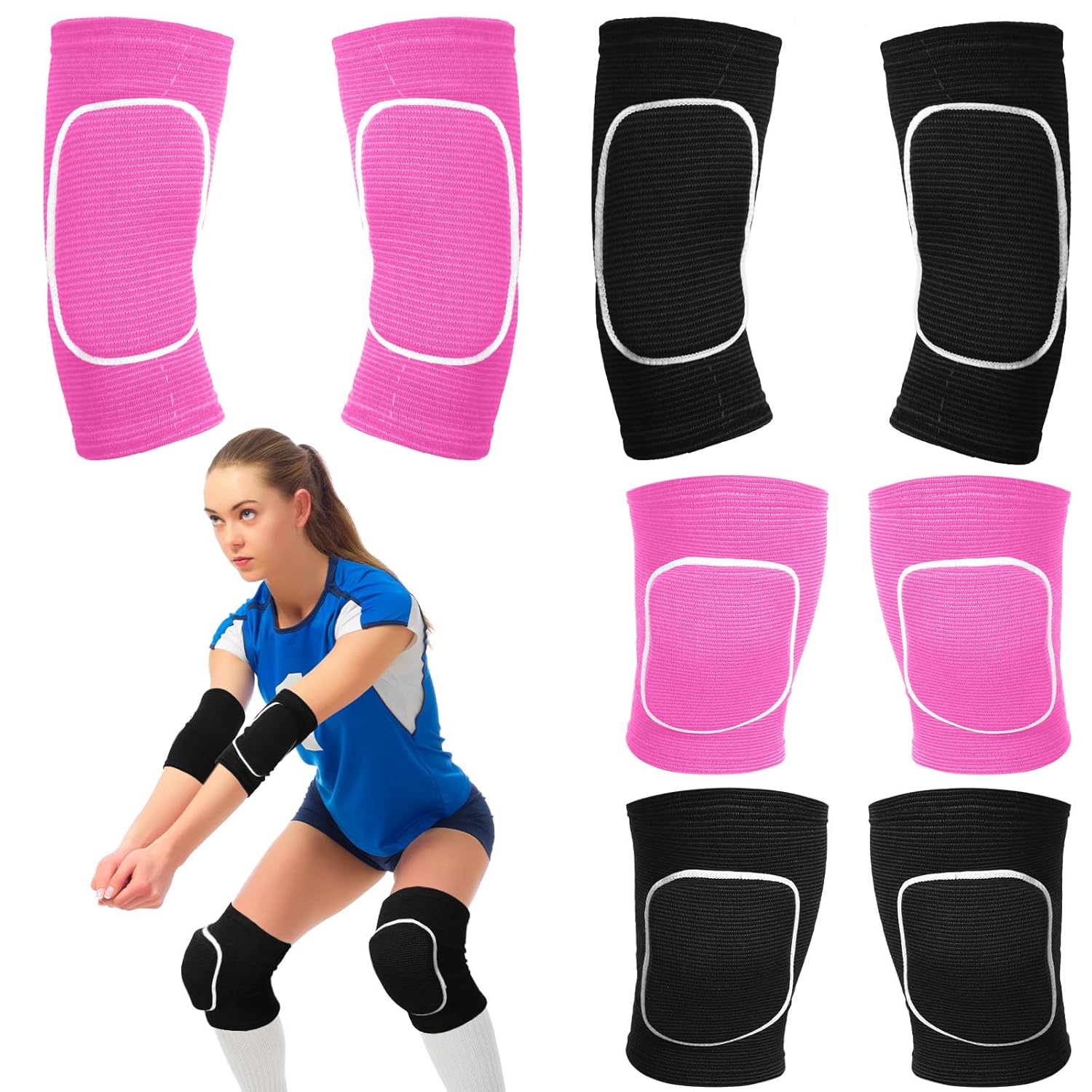 Sosation 2 Set Volleyball Elbow Pads and Knee Arm Sleeves with Protection Pad Volleyball Essentials Accessories with High Protection for Youth Teen Training Hitting Passing(Black Pink) Sosation 2 Set Volleyball Elbow Pads and Knee Arm Sleeves with Protection Pad Volleyball Essentials Accessories with High Protection for Youth Teen Training Hitting Passing(Black Pink)