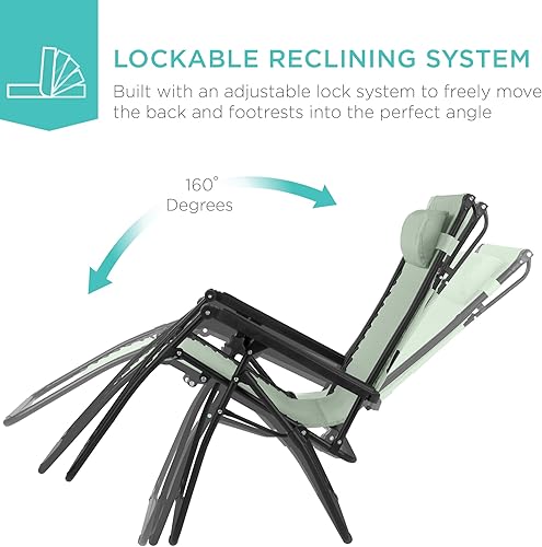 Miniatura 79 de Best Choice Products Silla reclinable plegable de gravedad cero para exteriores, de patio, para salón al aire libre, con toldo ajustable, Bandera