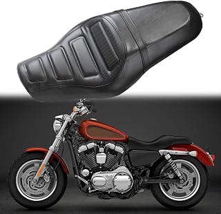 Motorcycle Driver Passenger Two Up Seat for Davidson Sportster 883 1200 XL1200 (Black-Texture)